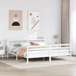 Berkfield Home Beautiful Bed Frame with Headboard without Mattress White 200x200 cm - thumbnail 2