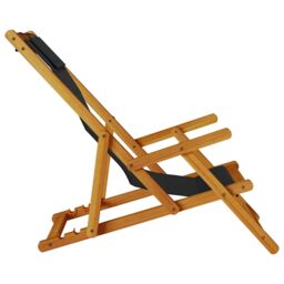 Berkfield Home Folding Beach Chair with Armrests Black Acacia Wood & Textilene - thumbnail 6