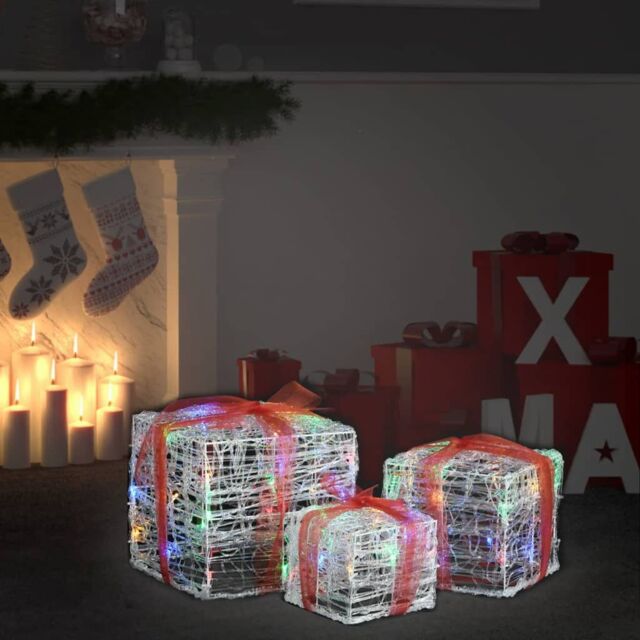 Berkfield Home Decorative Acrylic Christmas Gift Boxes 3 pcs Colourful - image 1