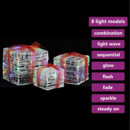 Berkfield Home Decorative Acrylic Christmas Gift Boxes 3 pcs Colourful - thumbnail 3
