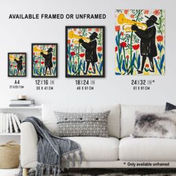 "Artery8 Jazz Trombonist in Tulips Painting Fun Colourful Wall Art Print - Size: W18"" x H24""" - thumbnail 3