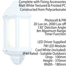 Loops 2 PACK IP44 Outdoor Wall Light Matt White Traditional Lantern PIR Motion Lamp - thumbnail 2