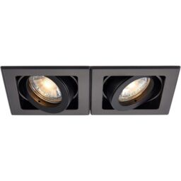 Loops Twin Adjustable Recessed Boxed Downlight - 2 x 50W GU10 Reflector - Matt Black - thumbnail 4