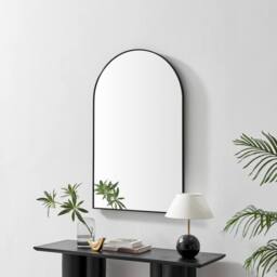 FurnitureboxUK Charlie Black Metal Large 110x70cm Ovemantle Arch Mirror - Size: 110x70 cm