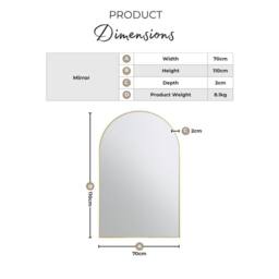 FurnitureboxUK Charlie Black Metal Large 110x70cm Ovemantle Arch Mirror - Size: 110x70 cm - thumbnail 9