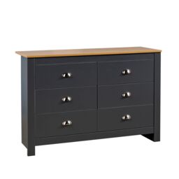 Home Source Chest of 6 Drawers Wooden Bedroom Home Clothing Storage Cabinet in Dark Grey - thumbnail 7