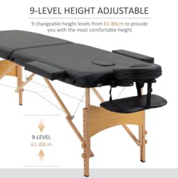 HOMCOM Wooden Folding Spa Beauty Massage Table w/ 2 Sections, Carry Bag in Black - Size: Single - thumbnail 4