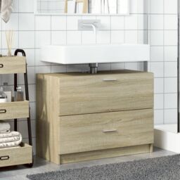 Berkfield Home Sink Cabinet Sonoma Oak 78x37x59 cm Engineered Wood in Brown - Size: 78 x 37 x 59 cm - thumbnail 3