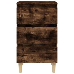 Berkfield Home Bed Cabinets with Solid Wood Legs 2 pcs Smoked Oak 40x35x69 cm in Brown - Size: 40 x 35 x 69 cm - thumbnail 6