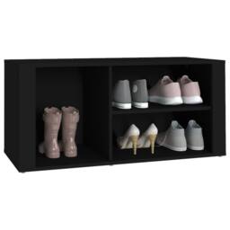 Berkfield Home Shoe Cabinet Black 100x35x45 cm Engineered Wood - Size: 100 x 35 x 45 cm - thumbnail 4