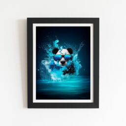 "Warren Reed - Designer Panda With Glasses Splashart Water Framed Art Print in Black - Size: W12"" x H16""" - thumbnail 2