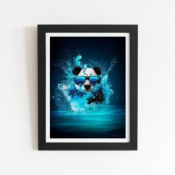 "Warren Reed - Designer Panda With Glasses Splashart Water Framed Art Print in Black - Size: W12"" x H16""" - thumbnail 1