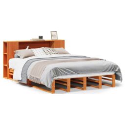 Berkfield Home Bookcase Bed without Mattress Wax Brown 140x190 cm Solid Wood in White - thumbnail 2