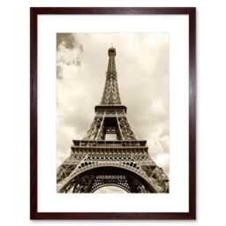 Artery8 Eiffel Tower France Vintage Sepia Photograph French Landmark Artwork Framed Wall Art Print 12X16 Inch in Brown - thumbnail 1