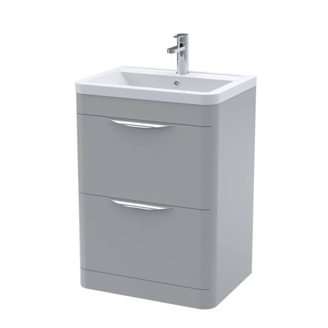 Balterley Aldershawe 2 Drawer Vanity Unit, Ceramic Basin, 600mm, Grey - image 1