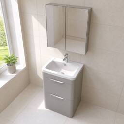 Balterley Aldershawe 2 Drawer Vanity Unit, Ceramic Basin, 600mm, Grey - thumbnail 3