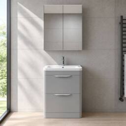 Balterley Aldershawe 2 Drawer Vanity Unit, Ceramic Basin, 600mm, Grey - thumbnail 6