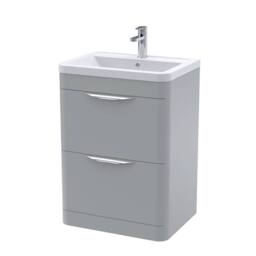Balterley Aldershawe 2 Drawer Vanity Unit, Ceramic Basin, 600mm, Grey - thumbnail 1