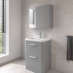 Balterley Aldershawe 2 Drawer Vanity Unit, Ceramic Basin, 600mm, Grey - thumbnail 4