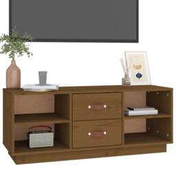 Berkfield Home TV Cabinet Honey Brown 100x34x40 cm Solid Wood Pine - Size: 100 x 34 x 40 cm - thumbnail 4