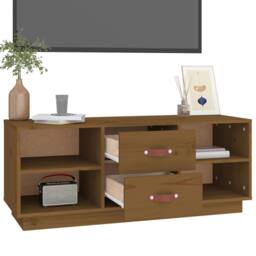 Berkfield Home TV Cabinet Honey Brown 100x34x40 cm Solid Wood Pine - Size: 100 x 34 x 40 cm - thumbnail 5