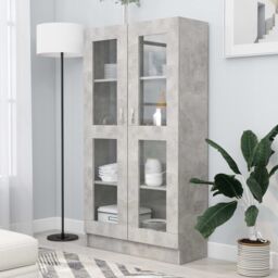 Berkfield Home Vitrine Cabinet Concrete Grey 82.5x30.5x150 cm Engineered Wood - thumbnail 1