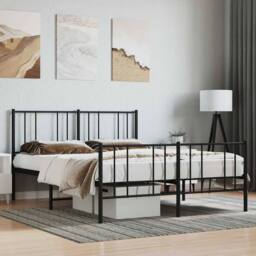 Berkfield Home Metal Bed Frame with Headboard & Footboard Black 140x190 cm - thumbnail 2