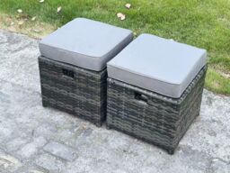 Fimous 12 Seat Rattan Garden Furniture Corner Sofa Set Outdoor Patio Sofa Chair Table Set in Dark Grey - thumbnail 5