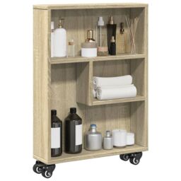 Berkfield Home Narrow Storage Trolley Sonoma Oak 48x13x68 cm Engineered Wood in Brown - Size: 48 x 13 x 68 cm - thumbnail 1