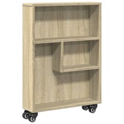 Berkfield Home Narrow Storage Trolley Sonoma Oak 48x13x68 cm Engineered Wood in Brown - Size: 48 x 13 x 68 cm - thumbnail 2