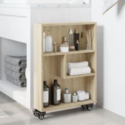 Berkfield Home Narrow Storage Trolley Sonoma Oak 48x13x68 cm Engineered Wood in Brown - Size: 48 x 13 x 68 cm - thumbnail 3