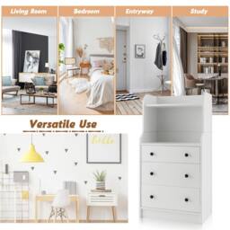 Gymax Chest of Drawers 3-Drawer Utility Storage Dresser With Shelves in White - thumbnail 5