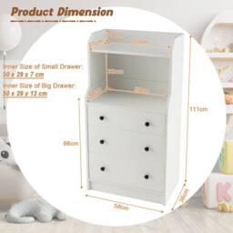 Gymax Chest of Drawers 3-Drawer Utility Storage Dresser With Shelves in White - thumbnail 2