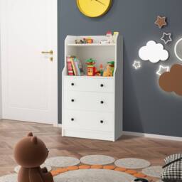 Gymax Chest of Drawers 3-Drawer Utility Storage Dresser With Shelves in White - thumbnail 9
