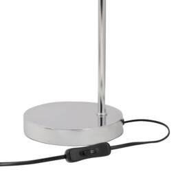 First Choice Lighting Chrome Arched Table Lamp with Grey Cotton Shade in Silver - thumbnail 4