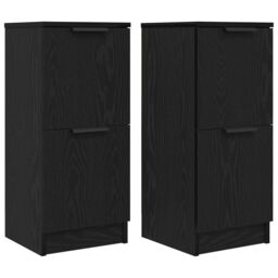Berkfield Home Sideboards 2 pcs in Black Oak, 30x30x70 cm, Made of Engineered Wood - Size: 30 x 30 x 70 cm - thumbnail 2