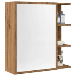 Berkfield Home Bathroom Mirror Cabinet Artisan Oak 62.5x20.5x64 cm Engineered Wood in Brown - thumbnail 1