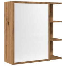 Berkfield Home Bathroom Mirror Cabinet Artisan Oak 62.5x20.5x64 cm Engineered Wood in Brown - thumbnail 2