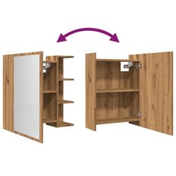 Berkfield Home Bathroom Mirror Cabinet Artisan Oak 62.5x20.5x64 cm Engineered Wood in Brown - thumbnail 8