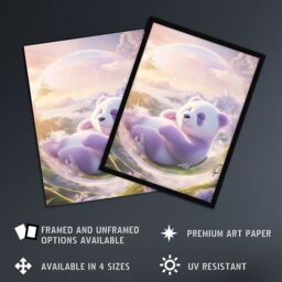 Artery8 Purple Baby Panda Bear in Bubble Fantasy Art Framed Art Print - Size: A4 - thumbnail 2