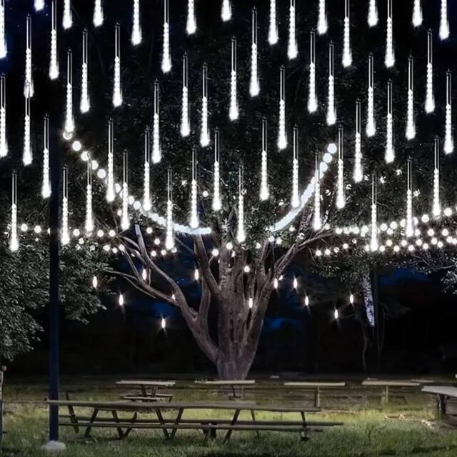 EONLION White LED Solar Lights Meteor Shower Rain - Size: 100 cm - image 1