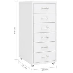 Berkfield Home Mobile File Cabinet White 28x41x69 cm Metal - Size: 28 x 41 x 69 cm - thumbnail 8