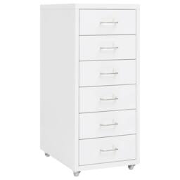 Berkfield Home Mobile File Cabinet White 28x41x69 cm Metal - Size: 28 x 41 x 69 cm - thumbnail 2