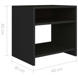Berkfield Home Bedside Cabinet Black 40x30x40 cm Engineered Wood - Size: 40 x 30 x 40 cm - thumbnail 6