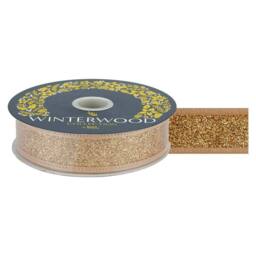 VFM e-Store Christmas Ribbon Garland Decoration 4cm x 10cm Gold X 1 - Size: 4 cm x 10 cm