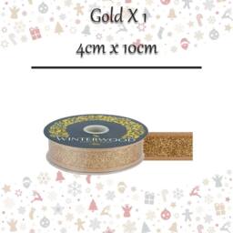 VFM e-Store Christmas Ribbon Garland Decoration 4cm x 10cm Gold X 1 - Size: 4 cm x 10 cm - thumbnail 2