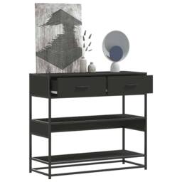 Berkfield Home Decorative Console Table Black 90x35x80 cm Engineered Wood - Size: 90 x 35 x 80 cm - thumbnail 2