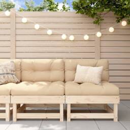 Berkfield Home Garden Middle Sofas 2 pcs Solid Wood Pine in Light Tan - thumbnail 2