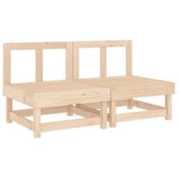 Berkfield Home Garden Middle Sofas 2 pcs Solid Wood Pine in Light Tan