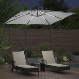 Berkfield Home Cantilever Banana Parasol with Lock Sand 249 x 249 x 250 cm in Natural - thumbnail 4